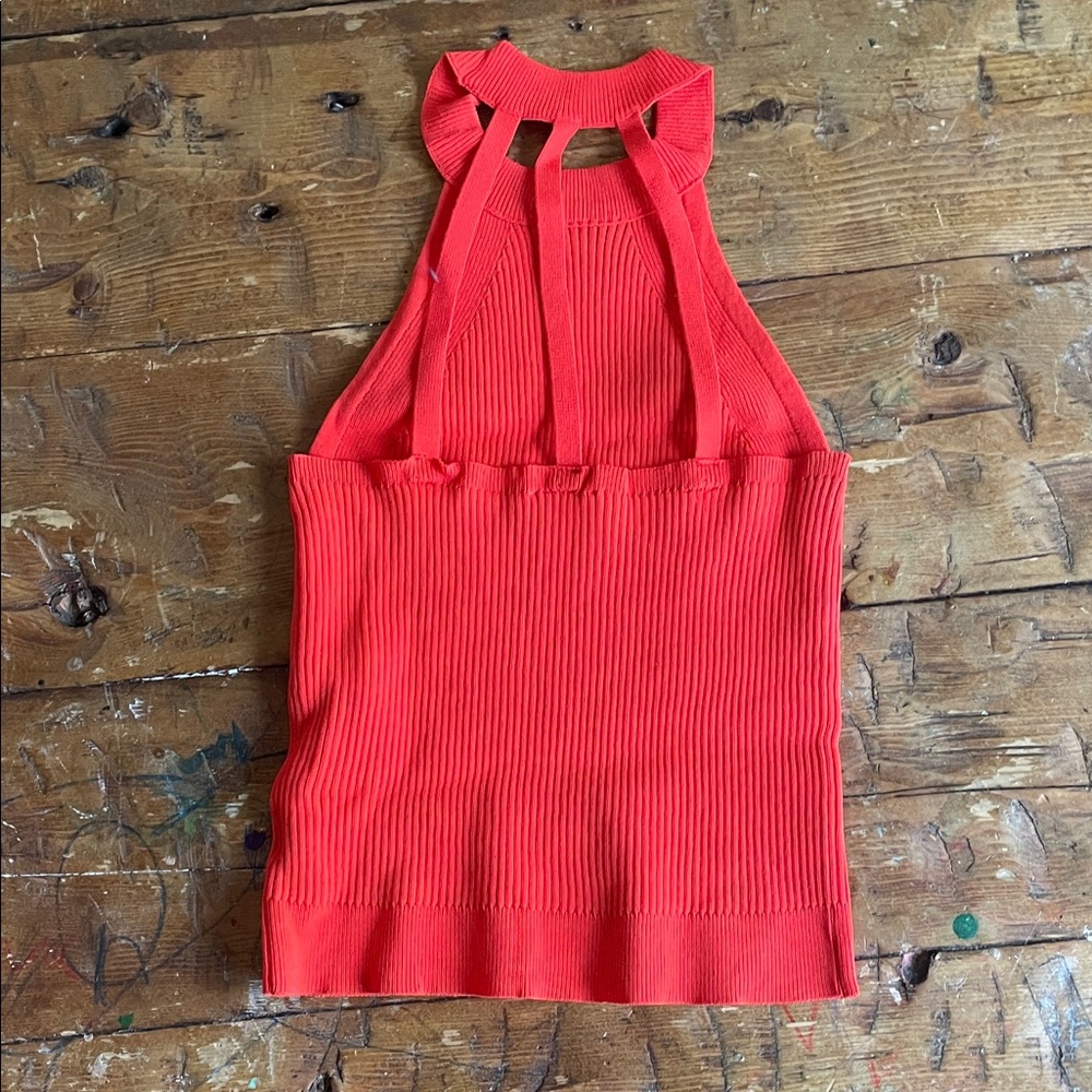 Red Ribbed Halter Tank Top BOBBLE AND LACE SIZE SMALL